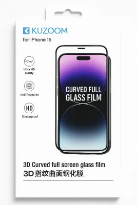 KUZOOM Premium Tempered Glass Screen Protector for iPhone 16 Shatterproof Full Coverage